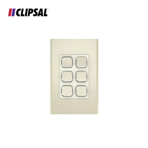 Clipsal Iconic Styl Switch Plate Skin, Vertical/Horizontal, 6 Gang 82,0 x 126,0 x 9,0 mm Gold - Surabaya