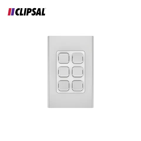 Clipsal Iconic Styl Switch Plate Skin, Vertical/Horizontal, 6 Gang