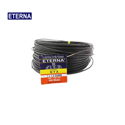 Eterna Kabel Tembaga NYA Hitam Roll 100 m