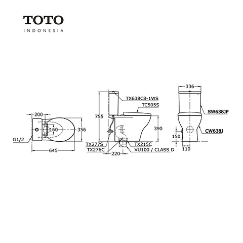 TOTO CW 638 PJ / SW 638 JP Pcs - Surabaya
