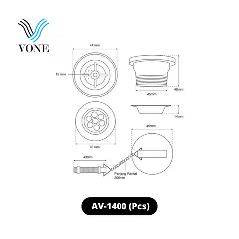 Vone Avur Saringan Cuci Piring AV-1400