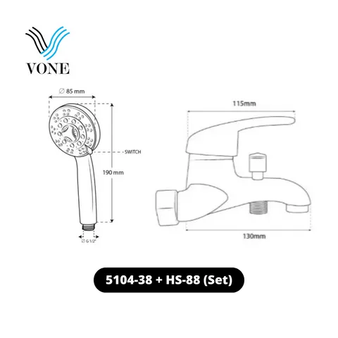 Vone Kran Mixer 5104-38 + HS-88 Pcs - Surabaya