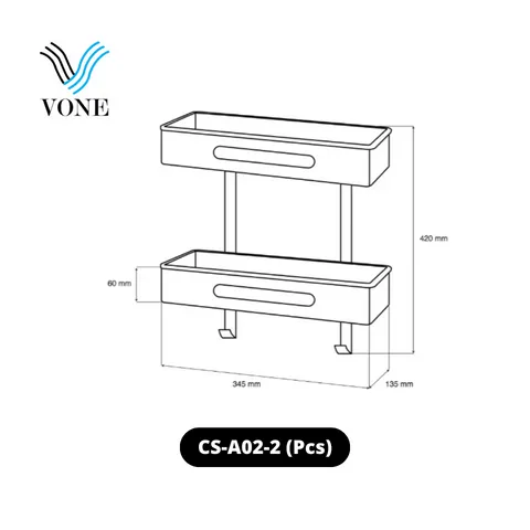 Vone Long Shelf Rak Panjang Kamar Mandi CS-A02-2 Pcs - Surabaya