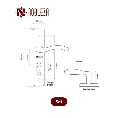 Nobleza Door Handle Stainless Halley SS Set - Surabaya