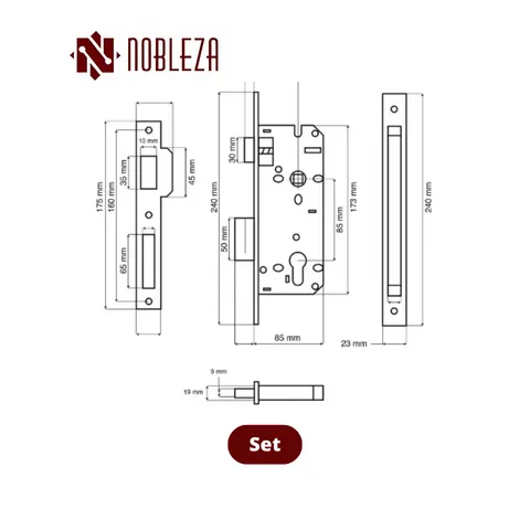 Nobleza Door Handle Rosette Antares SS Set - Surabaya