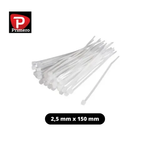 Primero Cable Ties Putih 2,5 mm x 150 mm 2,5 mm x 150 mm - Cahaya 7296