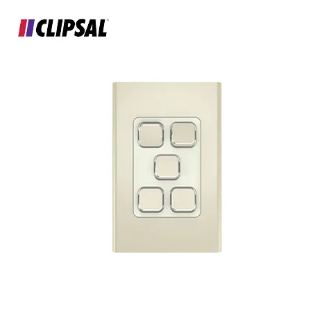 Clipsal Iconic Styl Switch Plate Skin - Vertical/Horizontal- 5 Gang 82,0 x 126,0 x 9,0 mm Black - Surabaya