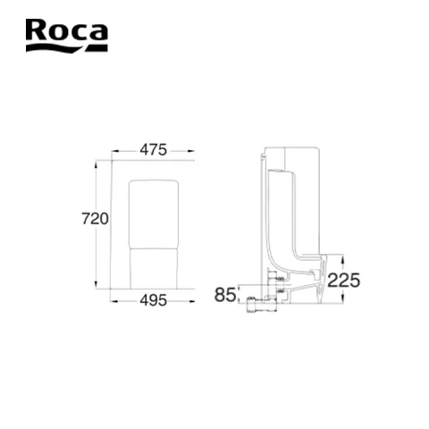 Roca Vitreous china urinal with back inlet 49.5 x 29.5 x 72 Cm - Surabaya
