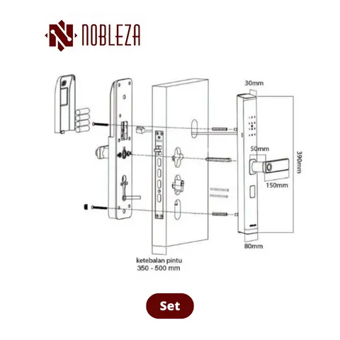 Nobleza Door Handle Smartlock Triton Set - Surabaya