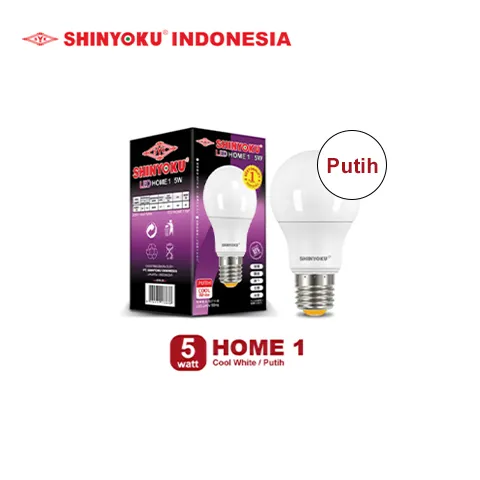 Shinyoku Lampu LED Home 1 (5W) - Putih Putih, 5 Watt E27 - Surabaya