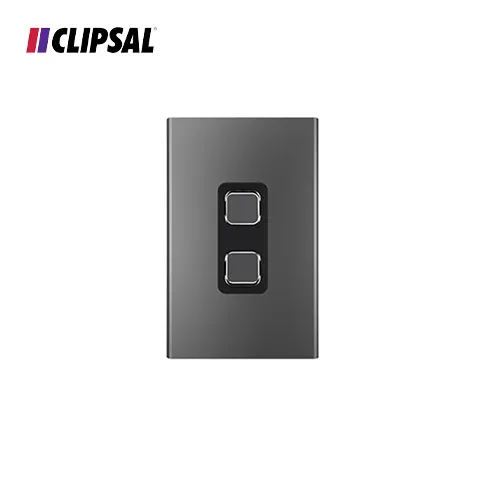 Clipsal Switch Plate Vertical/Horizontal 2 Gang Black 8.2 x 12.6 x 0.85 Cm - Surabaya