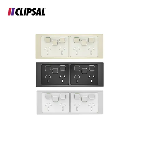 Clipsal Iconic Styl Quad Power Point Skin with 2 extra switches - Horizontal Mount 250V-10A