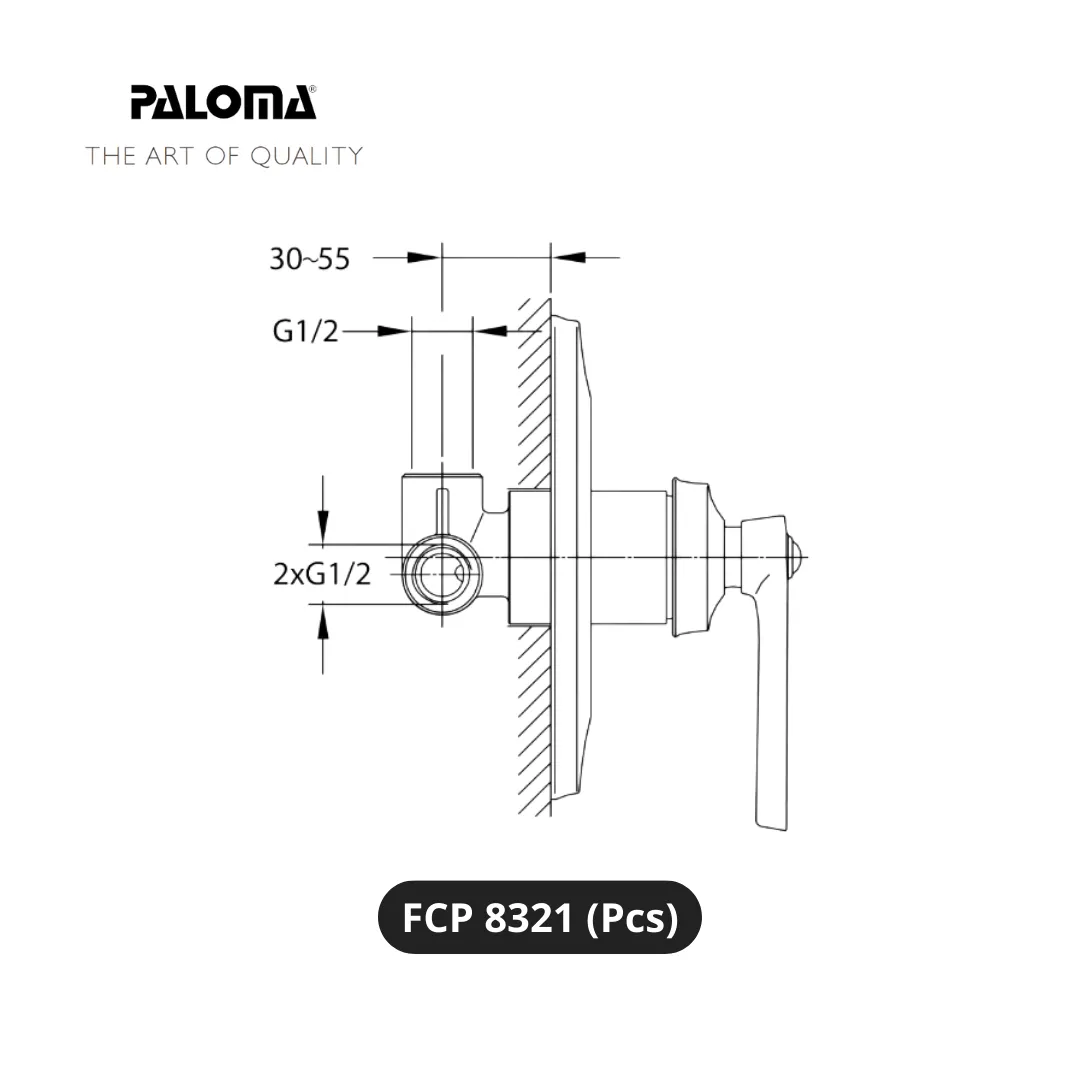 Paloma FCP 8321 Stop Kran 3-Way Tanam Dinding