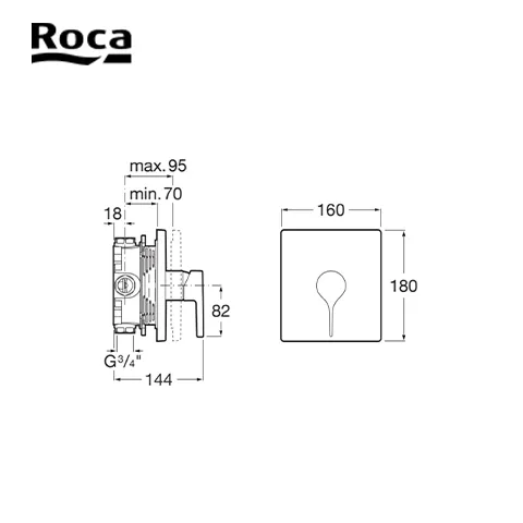 Roca Built-in bath or shower mixer (Insignia) 18 Cm x 16 Cm - Surabaya