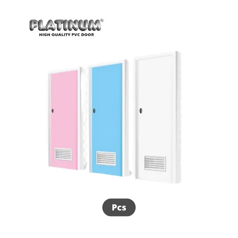 Platinum Pintu Kamar Mandi PVC Polos Biru - Sumber Laris