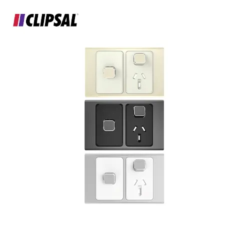 Clipsal Iconic Styl Single Power Point Skin with 1 extra switch Horizontal Mount 250V-10A