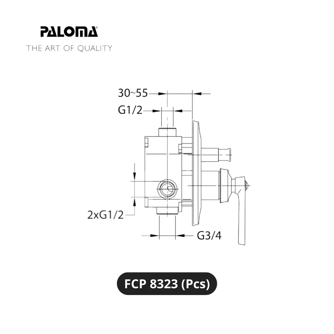 Paloma FCP 8323 Stop Kran 4-Way Tanam Dinding