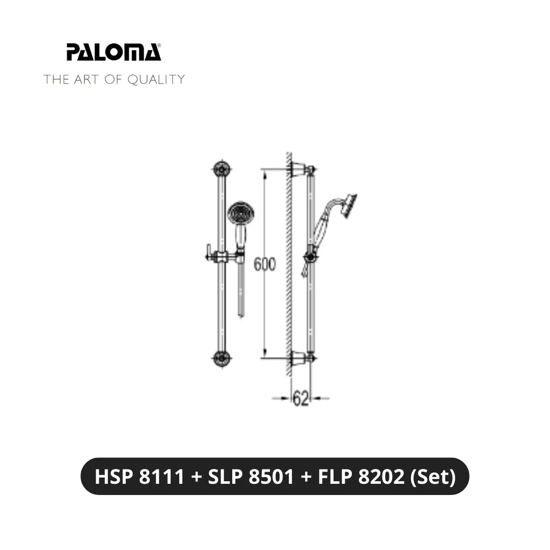 Paloma HSP 8111 SLP 8501 FLP 8202 Hand Shower Set With Slide Rail Pcs - Surabaya