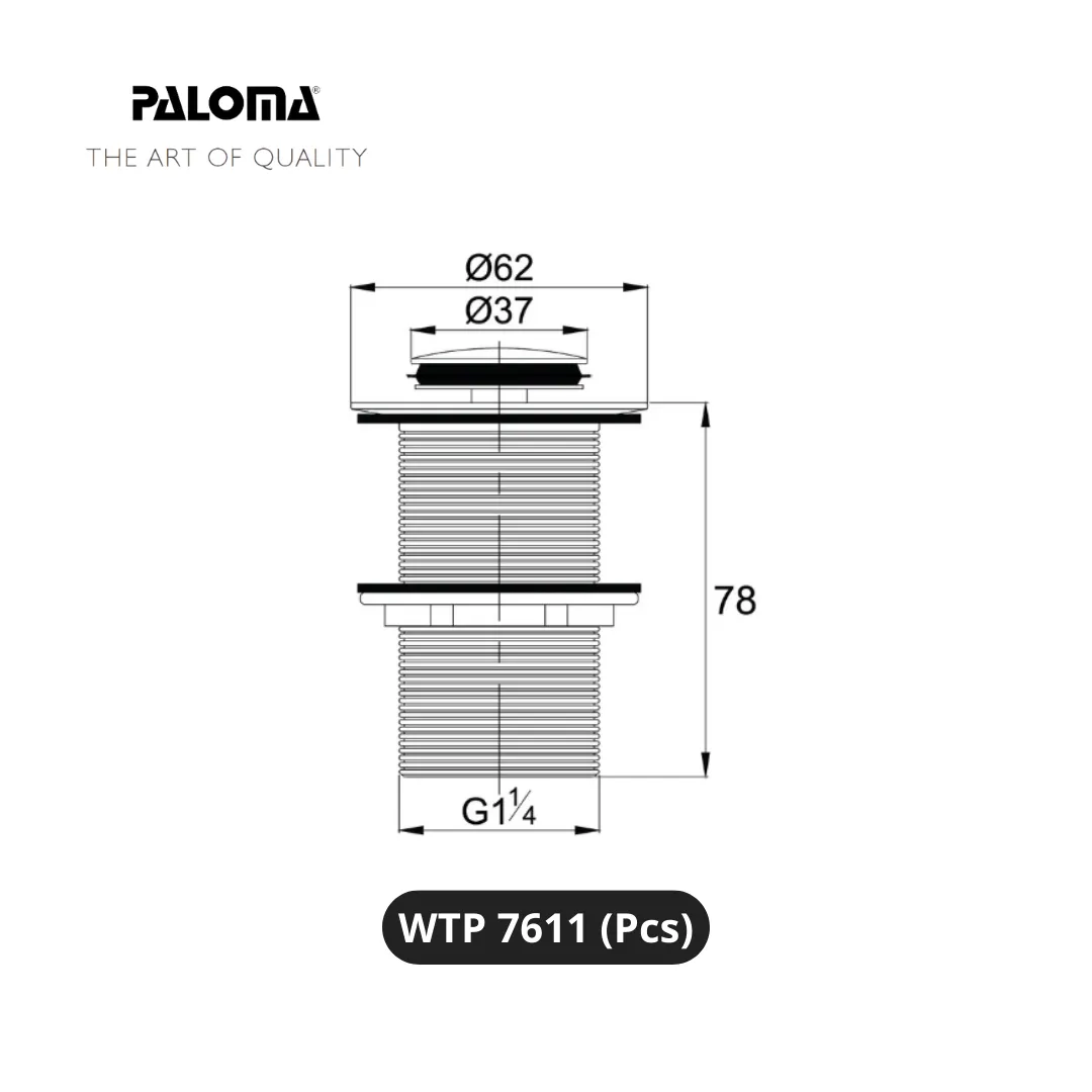 Paloma WTP 7611 Drain Pop-up Plug Without Overflow Pcs - Surabaya