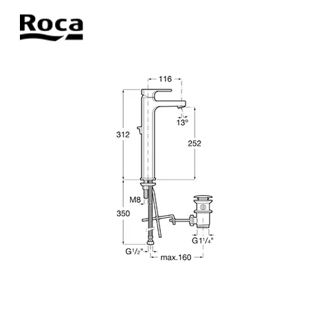 Roca High-neck basin mixer (Escuadra) 31.2 Cm x 11.6 Cm - Surabaya
