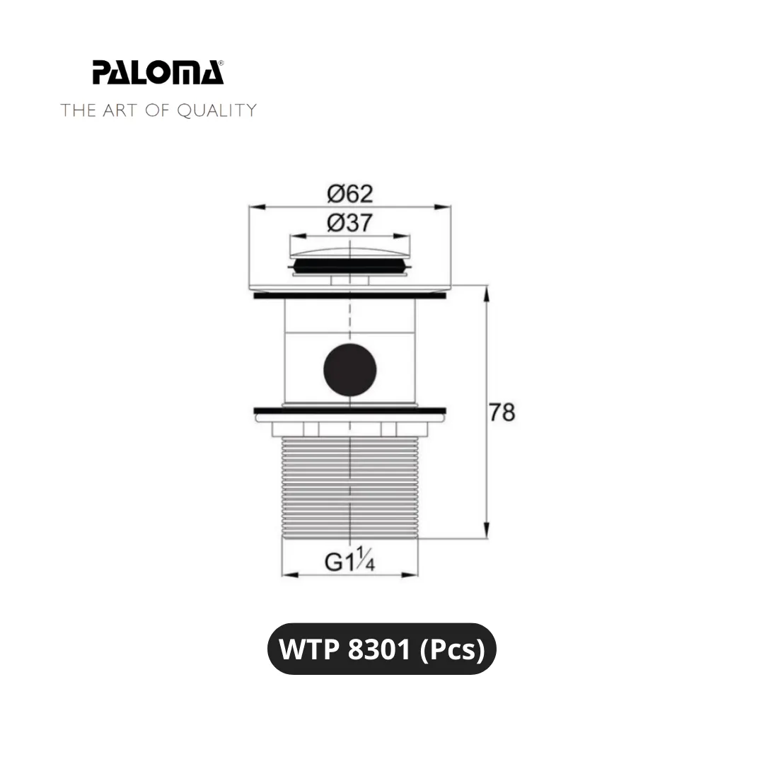 Paloma WTP 8301 Drain Pop-up Plug With Overflow Pcs - Surabaya