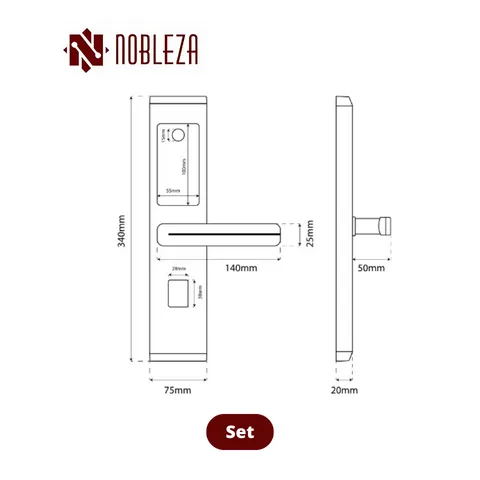 Nobleza Door Handle Smartlock Callisto Black Set - Surabaya