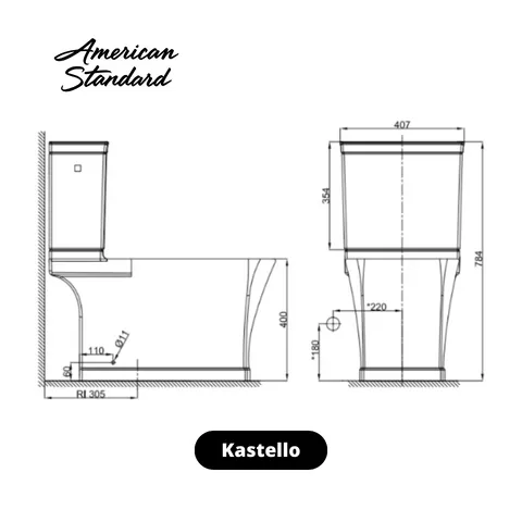 American Standard Kastello Closet Duduk Pcs - Surabaya