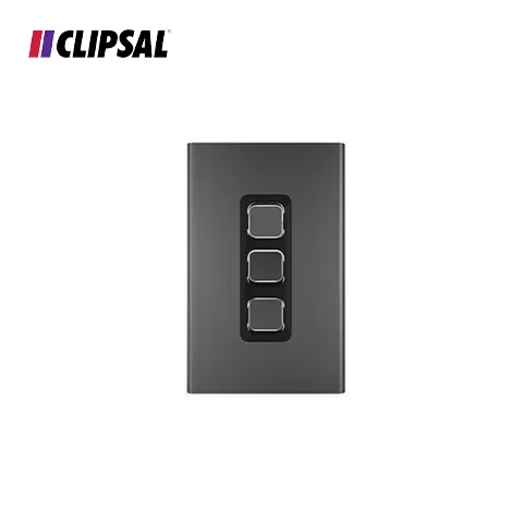 Clipsal Iconic Styl Switch Plate Skin, Vertical/Horizontal, 3 Gang 82,0 x 126,0 x 8,5 mm Black - Surabaya