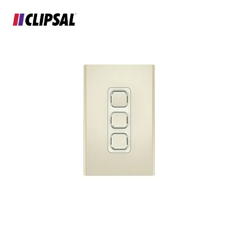Clipsal Iconic Styl Switch Plate Skin, Vertical/Horizontal, 3 Gang 82,0 x 126,0 x 8,5 mm Silver - Surabaya