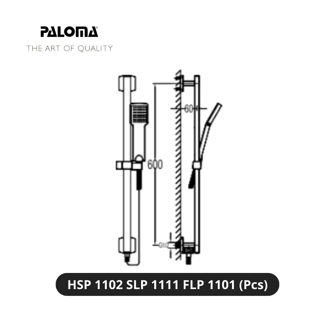Paloma HSP 1102 SLP 1111 FLP 1101 Hand Shower Set With Slide Rail Set - Surabaya