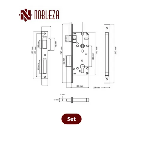 Nobleza Door Handle Rosette Avior SS Set - Surabaya