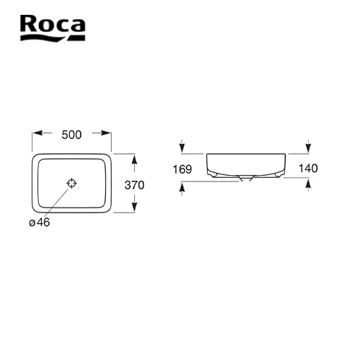 Roca  Square - FINECERAMIC® basin (Inspira Series) 50 Cm x 37 Cm x 14 Cm - Surabaya