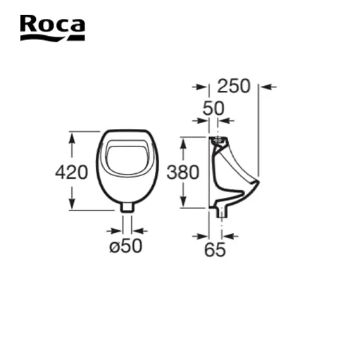 Roca Vitreous china urinal with top inlet (Mini) 30 x 25 x 42 Cm - Surabaya